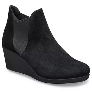 CROCS Black Wedge Ankle Boots